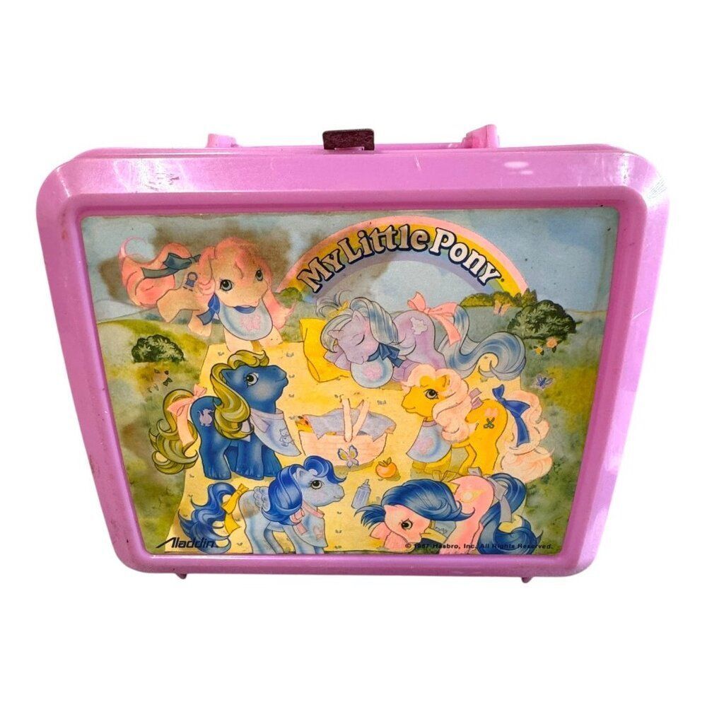 Vintage Aladdin My Little Pony Pink Plastic Lunchbox With Handle Original READ